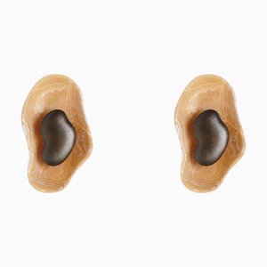 Oyster Wandleuchten aus Messing & Gelbem Onyx von Matlight Milano, 2er Set