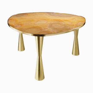 Onyx and Brass Satellite Dining Table by Atelier Terrai