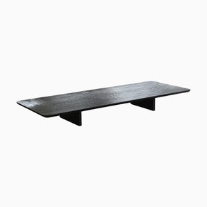 Handmade Black Burned Oak Low Coffee Table by Dennis Kaiser