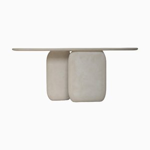 Sabbia Wood and Soft Beige Mineral Lime Plaster Console by Dennis Kaiser