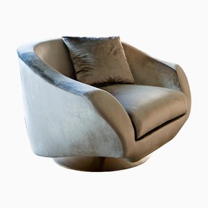 Grande Blue Sky Velvet Upholstery and Light Bronze Metal Chair by Casa Casati