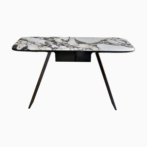 Edo 120 Matt Breccia Medicea Marble and Black Nickel Legs Desk by Casa Casati