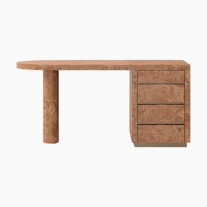 Textured Natural Wood Desk with Support Round Leg by Ultramobili