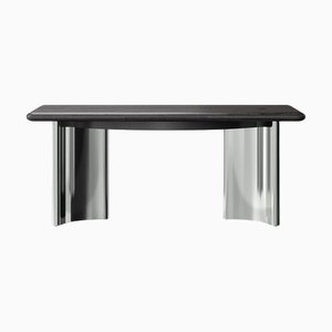 Bureau Console en Acier Poli et Chêne Noir par Ultramobili