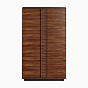 Dark Brown Wooden Structure Bar Cabinet with Glass Shelves Insert by Ultramobili