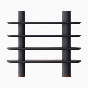 Mina 240 Graphite Grey Lacquer Finish and Walnut Wall Unit by Ultramobili