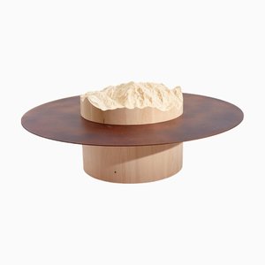 Tip Natural Oak and Flamed Copper Coffee Table by Dolomitisch