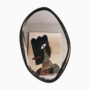 Perfumer Large Wall Mirror with Hand-Molded Bronze Frame by Vogel Studio