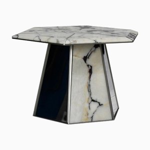 Emerso Calacatta Marble and Titanium Coffee Table by WM Metal Design