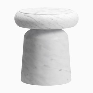 Nissa Bianco Gioia Marble Stool and Side Table by Ivan Colominas