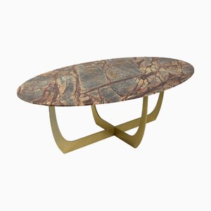 Valentine Brown Forest Marble Oval Coffee Table by WM Metal Design