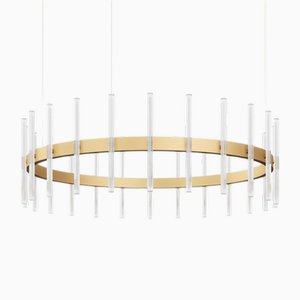 Mittlere runde Akimi Hängelampe in Gold von JSPR