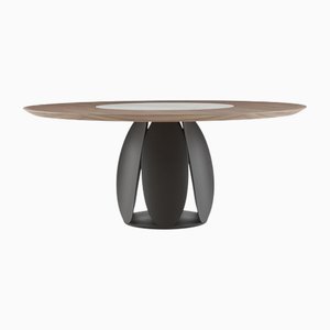 Mesa de comedor Tulipano de nogal con Lazy Susan de Morica Design