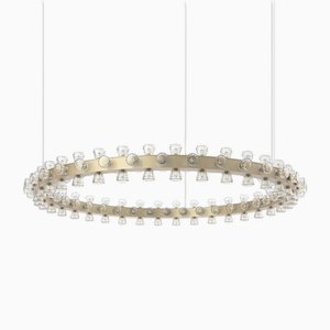 Lampada a sospensione Lunar media rotonda in alluminio color champagne di JSPR