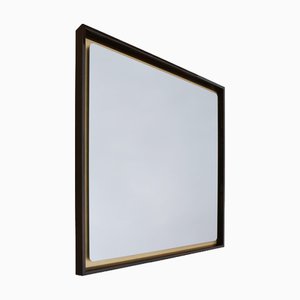 Splendo 132 Quadratischer Wandspiegel mit Gestell aus Ebenholz und Blattgold von Casa Casati