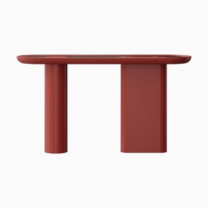 Oval Coral Red Console with Inserted Black Marble Top by Ultramobili