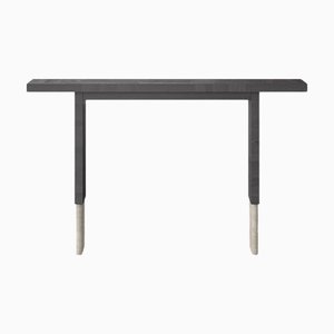 Roma Minimalistic Console in Black Oak and Light Beigetravertine by Ultramobili