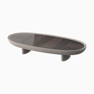 Lacquered Structure Walnut Oval Side Table with Rounded Edges by Ultramobili