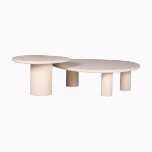 Set da esterno a forma di roccia in gesso naturale fatto a mano di Philippe Colette, set di 2