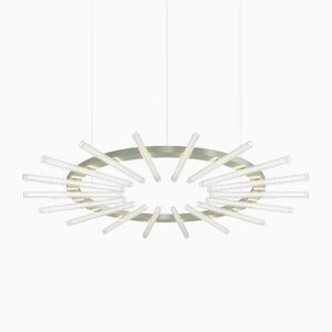 Petite Lampe à Suspension Komorebi Ronde en Aluminium Vert par JSPR