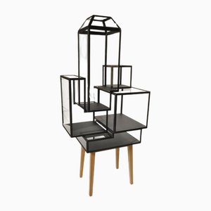 Meuble Décoratif en Acier Revêtement par Poudre et Verre et Bois de Chêne par JSPR
