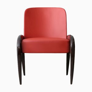 Hellroter Stuhl aus lackiertem Eschenholz & Leder von Casa Casati