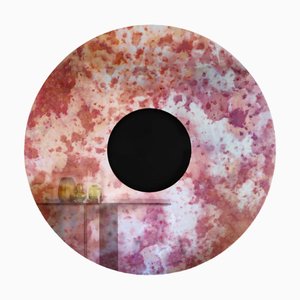 Eclisse Wandspiegel aus mattschwarzem Lack & Sunset Pink Glas von Casa Casati