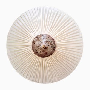 Beige Fabric Medium Wall Sconce with Brass by Elsa Foulon