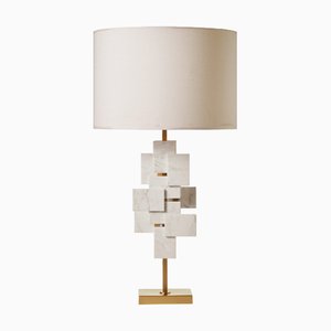 Tischlampe aus Messing & Carrara Marmor von Matlight Milano