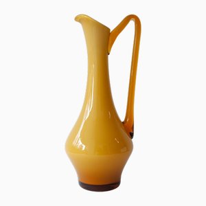 Vintage Portuguese Opaline Mustard Glass Jug, 1960s