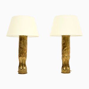 Trench Art Shell Case Lamps, 1915, Set of 2