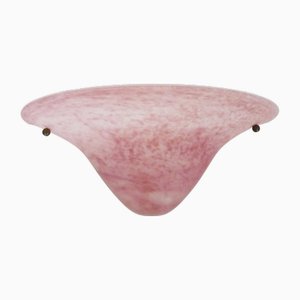 Art Glass Half-Moon Wall Light in Pink Glass Paste, 1980s