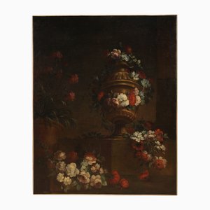 Italienischer Künstler, Blumenstillleben, 1730, Öl auf Leinwand