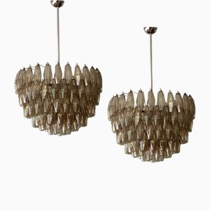 Große Murano Kronleuchter mit Chromstruktur, 2 . Set