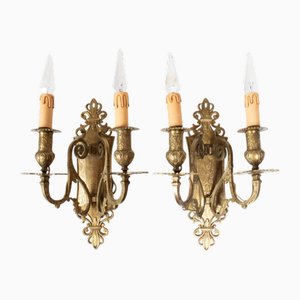 Lampade da parete antiche in bronzo, Francia, anni '40, set di 2