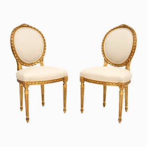 Chaises d'Appoint en Bois Doré, France, 1930s, Set de 2