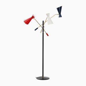 Italian Tricolor Counterweight Diabolo Floor Lamp, 1950