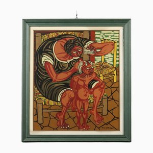 Joseph Migneco, Figurative Szene, Öl auf Leinwand