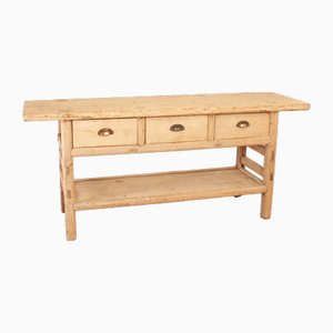 Large Antique Rustic Elm Console Table
