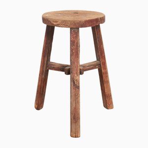 Tabouret Rustique Antique avec Plateau Rond