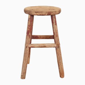 Tabouret Rustique Antique avec Plateau Rond