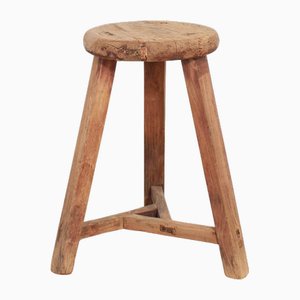 Antique Rustic Round Top Stool