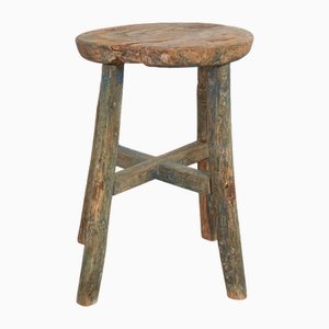 Antique Rustic Round Top Stool