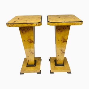 Art Deco Pedestal Stands in Walnut, Set of 2