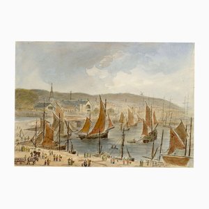 John Wilson, Herring Boats at Boulogne Sur Mer, France, 1870s, Watercolour