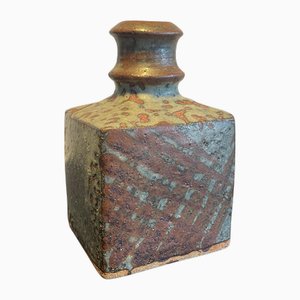 Mid-Century Japanese Studio Pottery Stoneware Bottle Vase with Ash Glaze, 1950