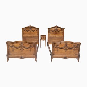 Louis XVI Transition Walnut Beds, Set of 2