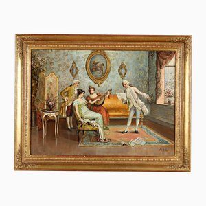 Frederick Lenditz, Rokoko Interieur, Öl auf Leinwand, 1900, Gerahmt