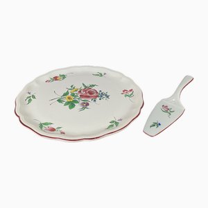 Cake Plate with Cake Server Réverbère Model from Kg Luneville, 1950s, Set of 2