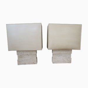 Travertine Table Lamps, 1970s, Set of 2